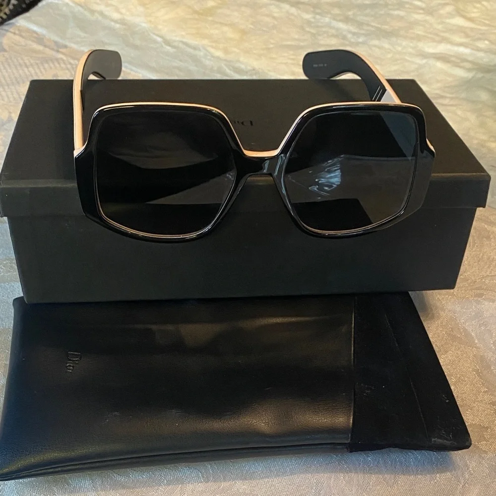 Dior unisex extra wide Black and White Sunglasses size XL pre loved condition